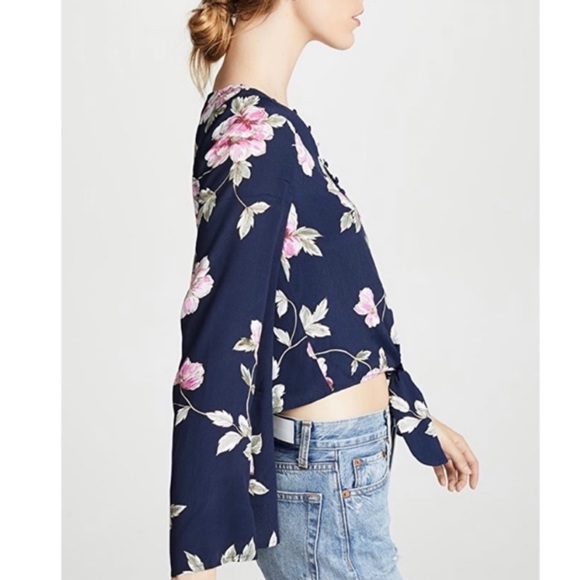 Cupcakes and Cashmere Jerome Blouse in Floral Navy and Pink, Size Medium - Picture 9 of 16